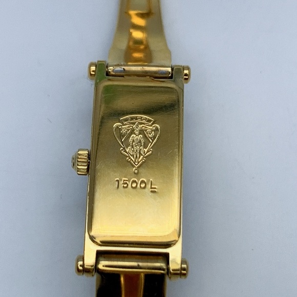 Vintage GUCCI 1500L Rectangular Bangle Gold Plated Women’s Quartz Wristwatch - Picture 6 of 10